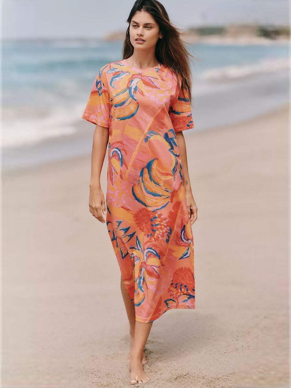 Farm Rio Anthropologie Cotton Midi T-Shirt Dress